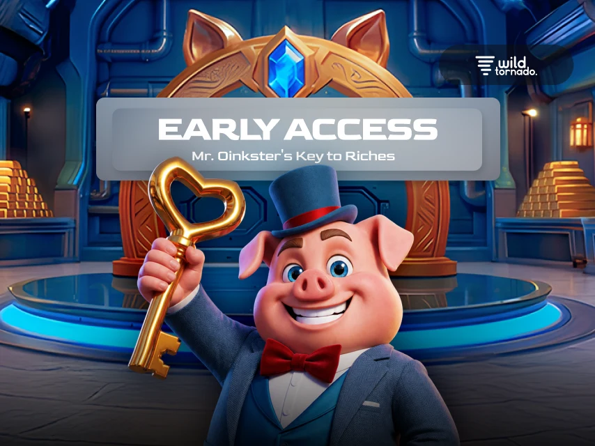 Mr. Oinkster’s Key to Riches slot game with a pig tycoon character and treasure theme